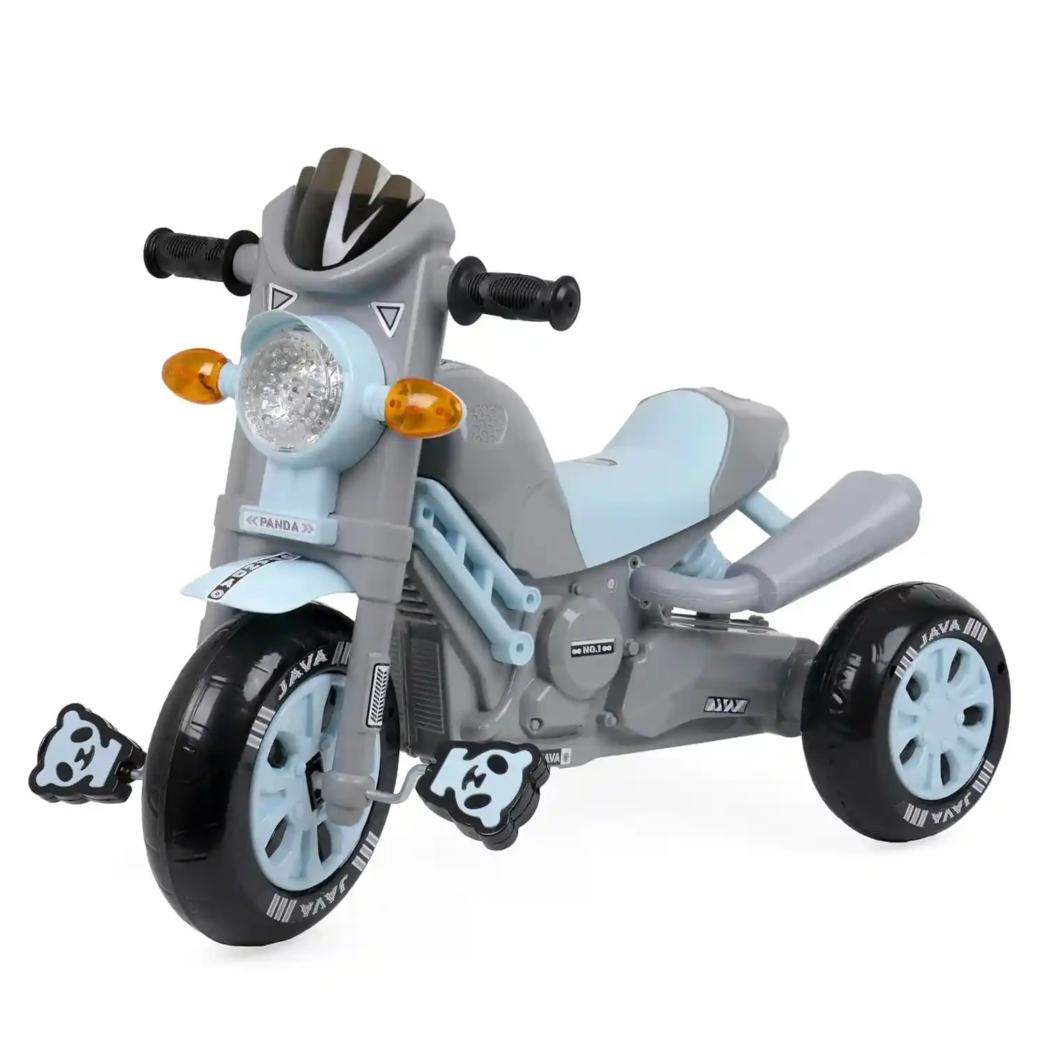 Java Bike Pedal Tricycle for Kids with Musical Horn & Lights – Adjustable Seat, Grey