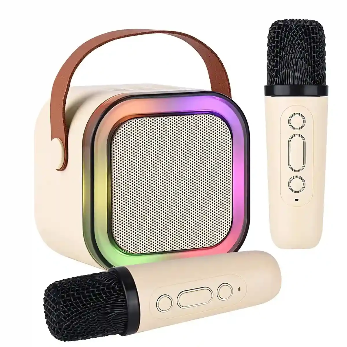 Wireless Speaker Karaoke System with Dual Microphones – Bluetooth Speaker, LED Lights, Portable Rechargeable Karaoke Fun for Kids & Family