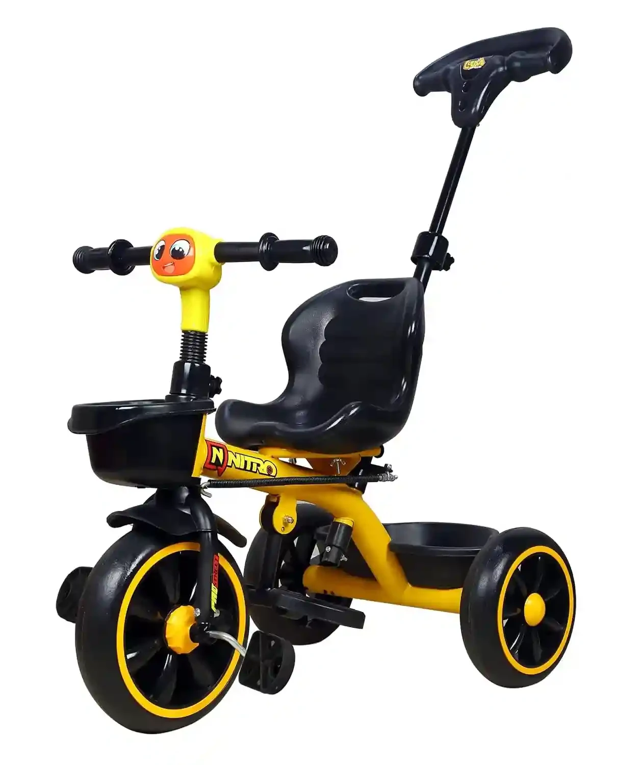 LN-500 Adjustable Parental Handle Baby Tricycle with Safety Guard, Belt, & Storage for Ages 1-5