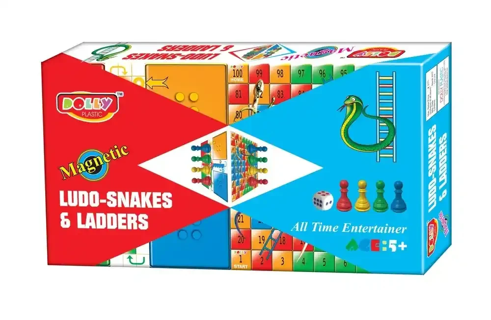 Big Magnetic Ludo & Snakes & Ladders Classic Board Game — Dual Game, Magnetic Pieces, Multicolor, Durable Play for Kids & Families