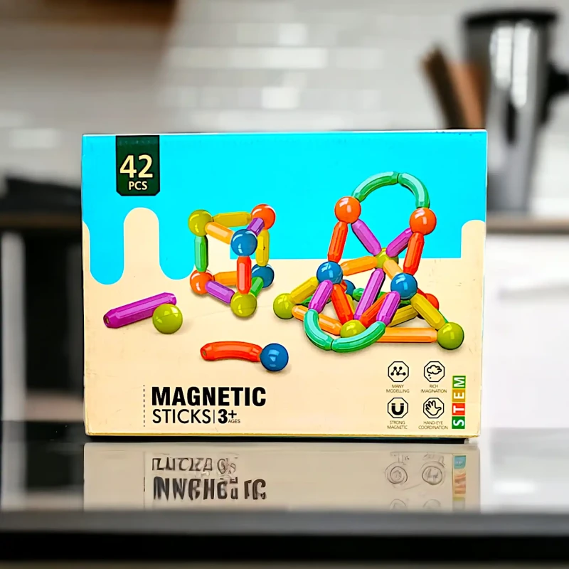 Magnetic Sticks Building Blocks Set - 42 pcs - STEM Building Toy for Kids (Ages 3–15)