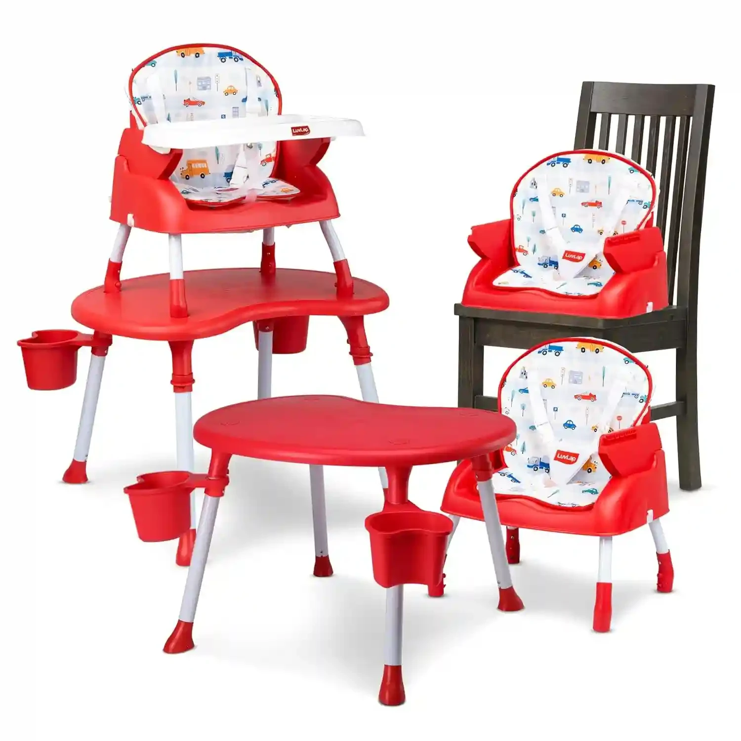 LuvLap 4-in-1 Convertible Baby High Chair with 3-Point Safety Belts – High Chair, Low Chair, Booster Chair & Table with Removable Washable Food Tray.