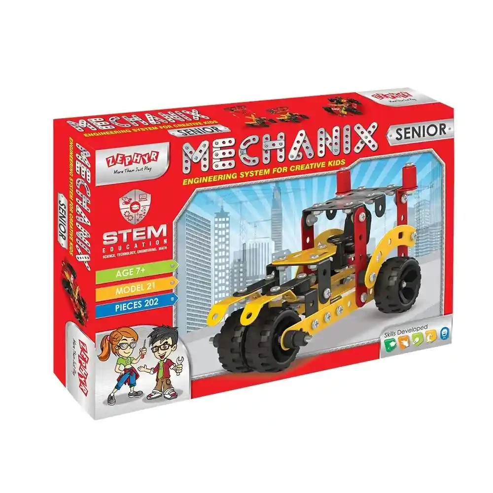 Mechanix Senior STEM Building & Construction Set – 202-Piece Metal DIY STEM Kit for Kids 7+