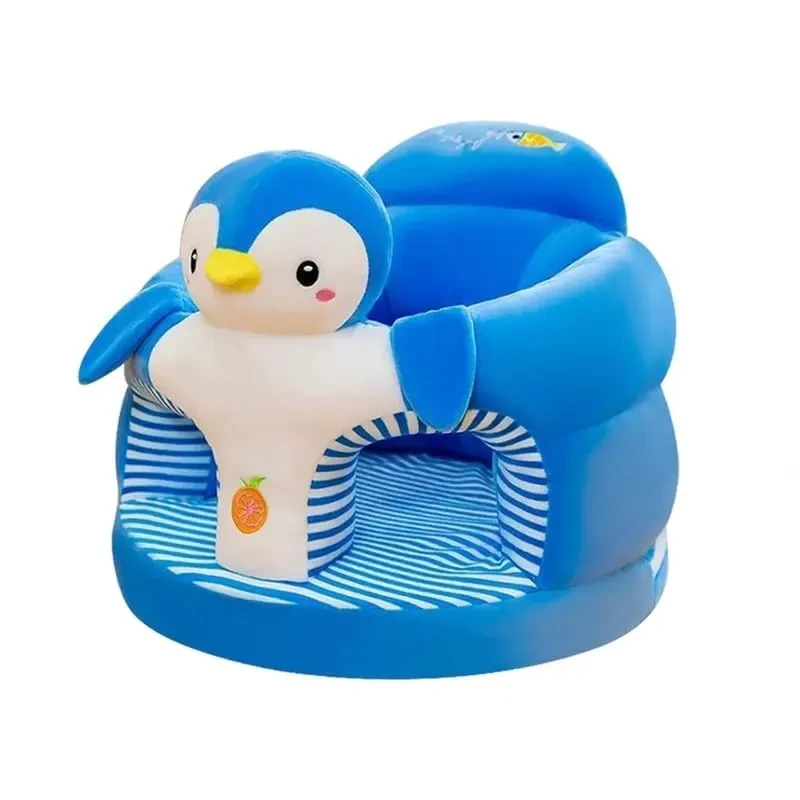 Penguin Plush Baby Seater Sofa – Soft Cotton Support Chair for Babies (Blue)