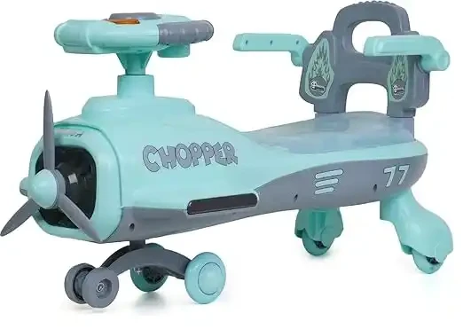 Chopper Ride-On Swing Car with Music, Horn & Steering Light – Yellow & Blue | For Kids 1-5 Years
