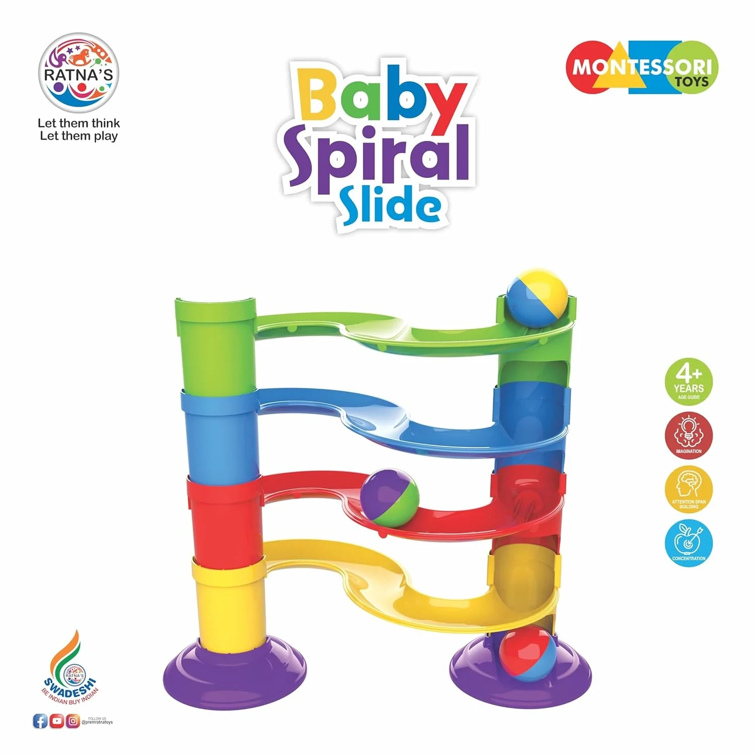 Baby Spiral Slide - Rainbow Roller Ball Drop