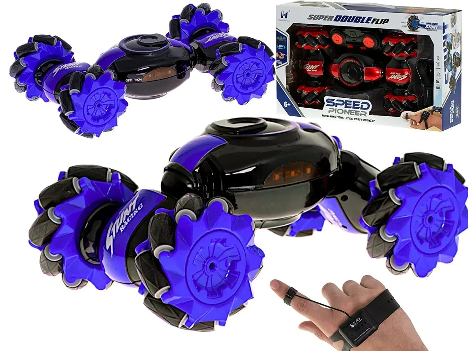 Twisting 360° Stunt Car – Double-Sided RC with Lights & Gesture Control by Watch