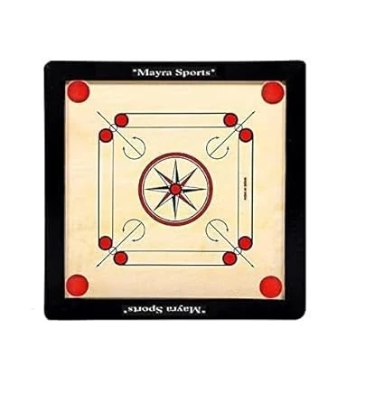 20 inch Wooden Carrom Board Set –  Small Compact Indoor Game for Kids with Coins, Striker, & Powder included