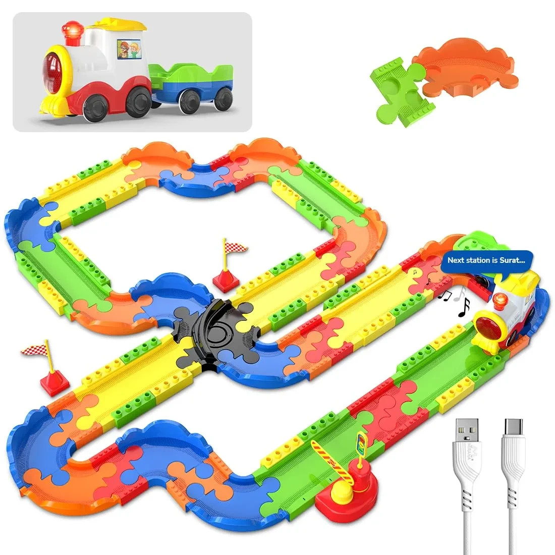 Mirana Block Rider Train Set – 82‑Piece Deluxe Sound & Light Edition